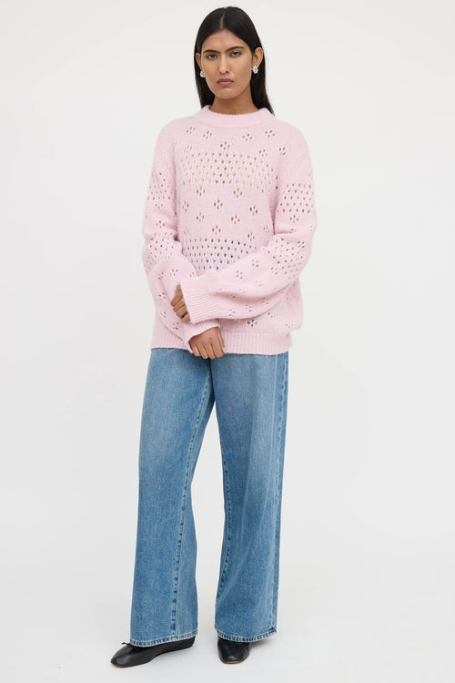 Anine Bing Candice Pointelle Knit Sweater