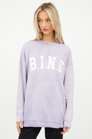 Anine Bing Light Purple Logo Crewneck Sweatshirt