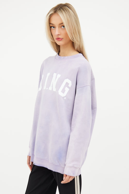 Anine Bing Light Purple Logo Crewneck Sweatshirt