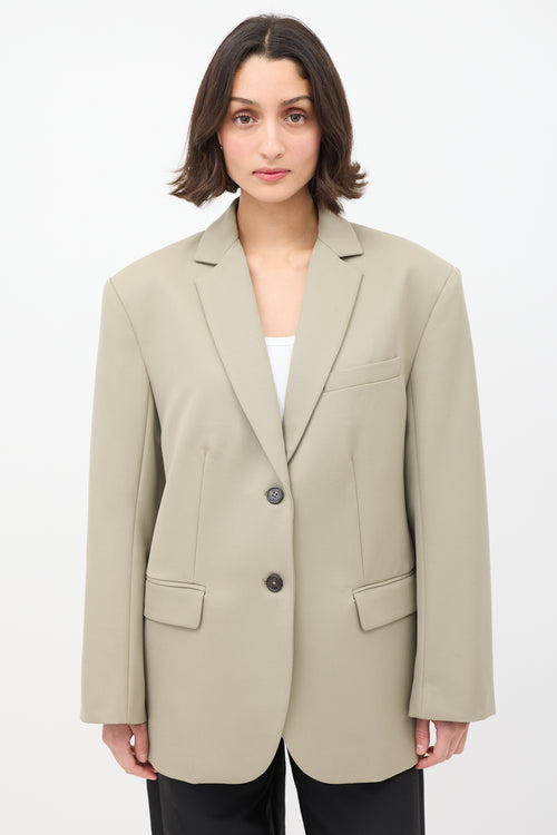 Anine Bing Sage Green Wool Three Pocket Blazer