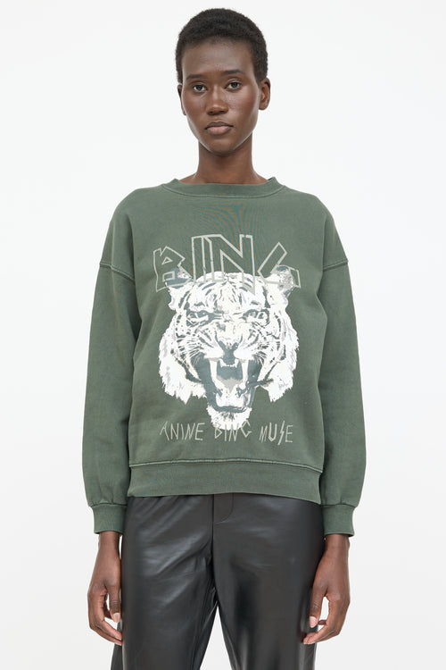 Anine Bing Graphic Print Crewneck Sweater