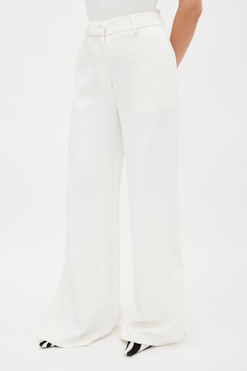 Anine Bing White Wide Flared Split Trouser
