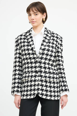 Anine Bing Woven Houndstooth Blazer