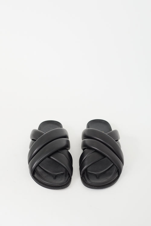 Anine Bing Black Leather Lizzie Slide