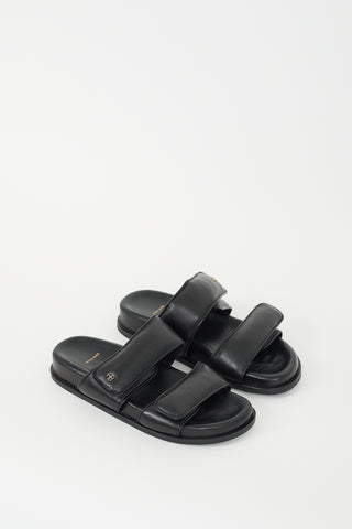 Anine Bing Black Padded Leather Sid Sandal