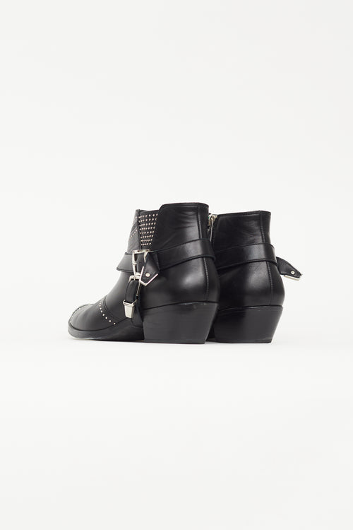 Anine Bing Black Leather Studded Bianca Ankle Boot