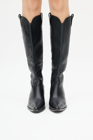Anine Bing Black Leather Tania Knee High Boot