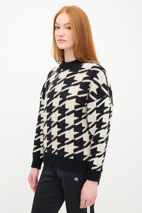 Anine Bing Black & Beige Cheyenne Intarsia Sweater