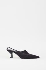Anine Bing Black Satin Pointed Toe Sierra Pump