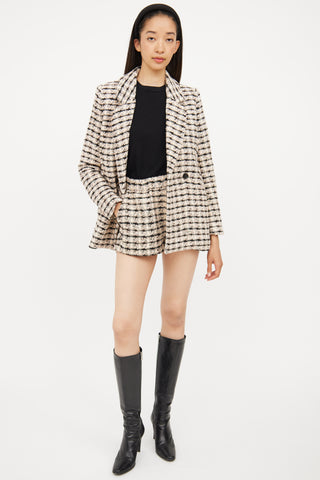 Anine Bing Pink, Black & Silver Tweed Blazer & Short Set