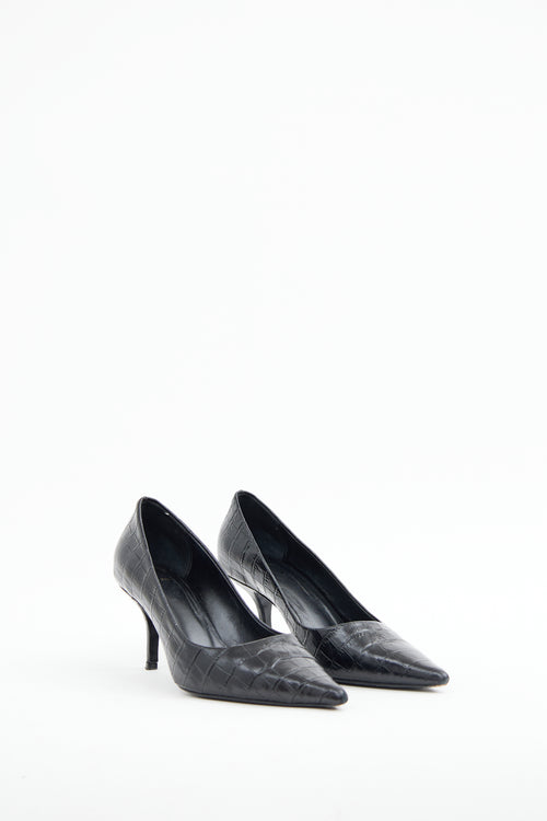 Anine Bing Black Embossed Point Toe Pump