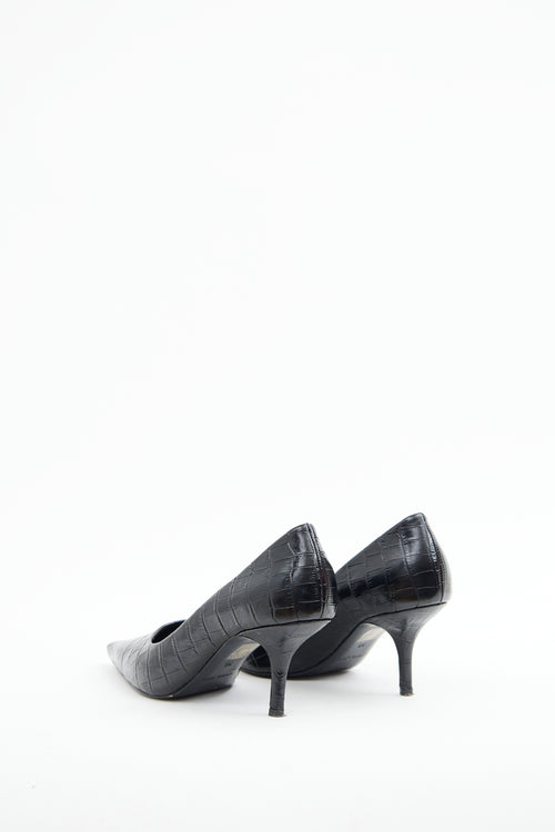 Anine Bing Black Embossed Point Toe Pump