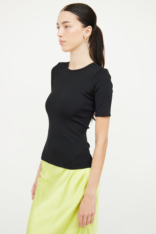 Anine Bing Black Ribbed Fitted T-Shirt