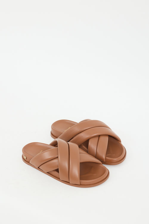 Anine Bing Brown Leather Lizzie Slide