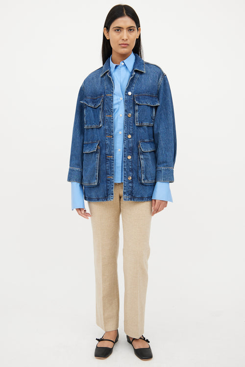 Anine Bing Medium Wash Denim Alden Chore Jacket