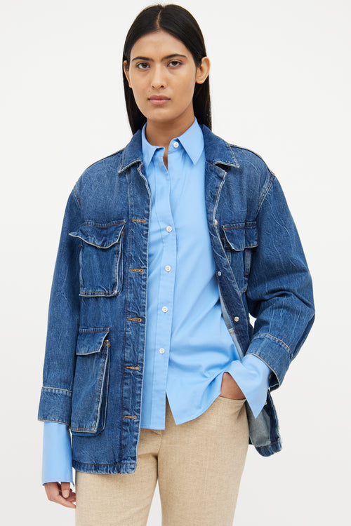 Anine Bing Medium Wash Denim Alden Chore Jacket