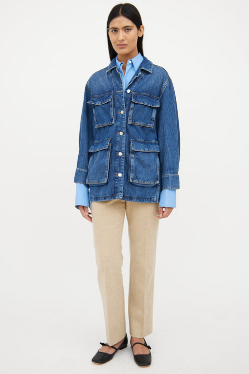 Anine Bing Medium Wash Denim Alden Chore Jacket