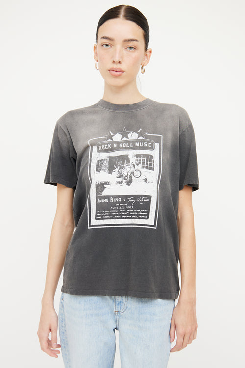 Anine Bing X Terry O'Neil Faded Grey Graphic T-Shirt