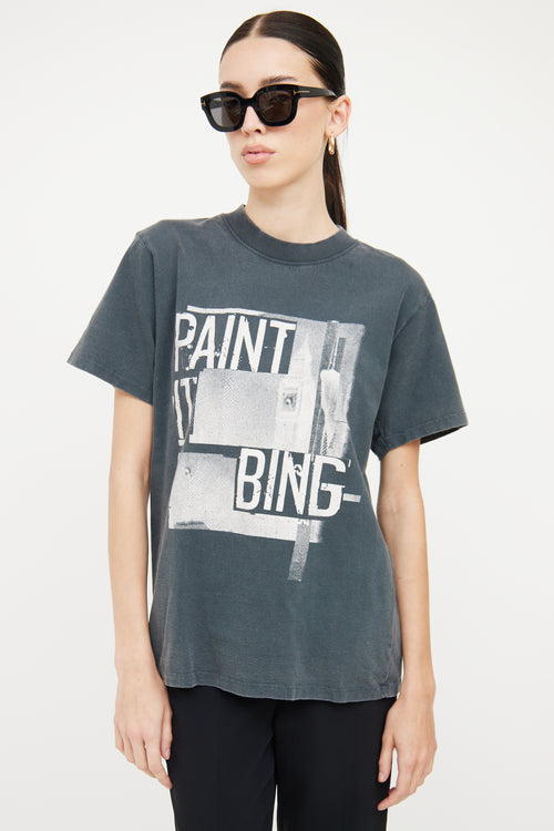 Anine Bing Dark Grey Graphic T-Shirt