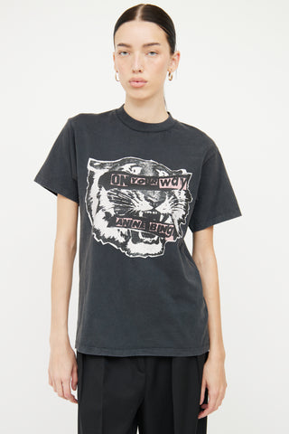 Anine Bing Faded Black 'On Your Way' Graphic T-Shirt