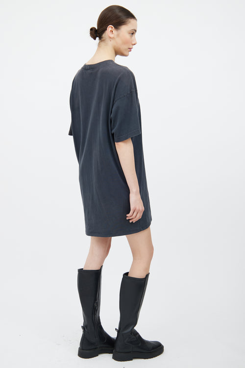 Anine Bing Grey & White Wild Heart T-Shirt Dress