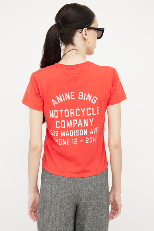 Anine Bing Red Motorcycle Company Graphic T-Shirt