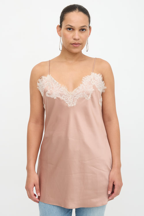Anine Bing Satin Lace Cami Top