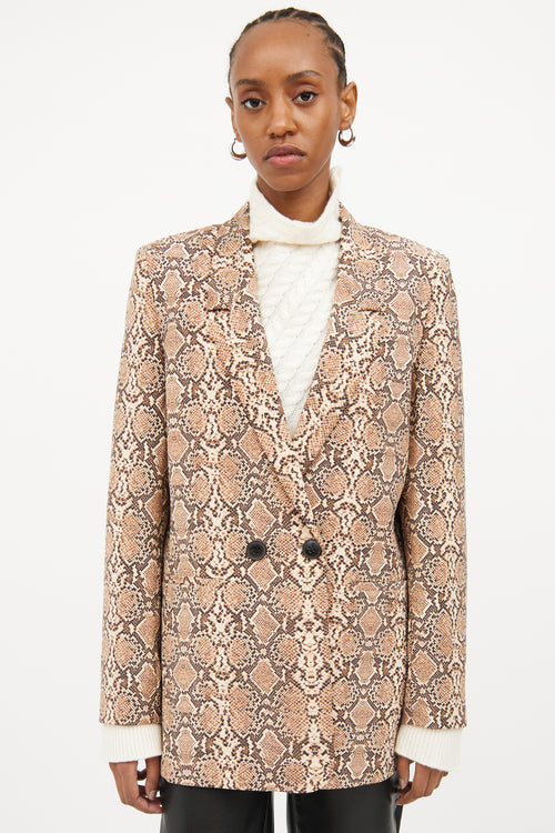 Anine Bing Brown Print Long Sleeve Blazer