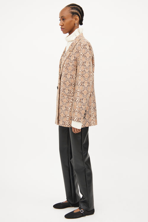 Anine Bing Brown Print Long Sleeve Blazer