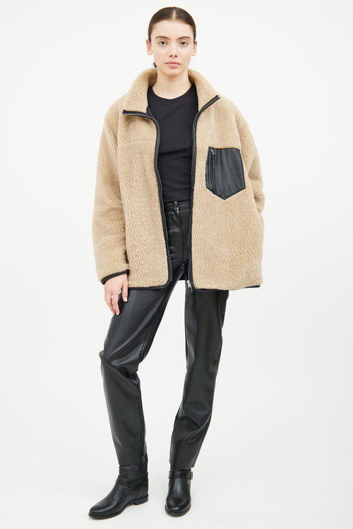 Anine Bing Tan & Black Sherpa Ryder Jacket