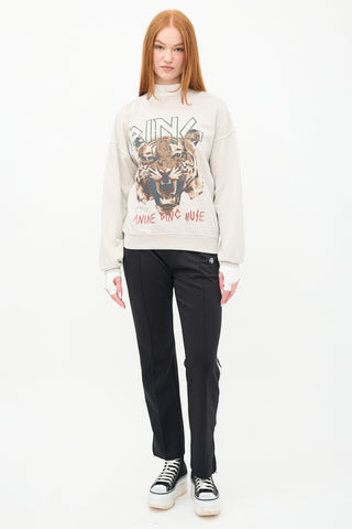 Anine Bing Beige & Multi Graphic Crewneck