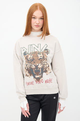 Anine Bing Beige & Multi Graphic Crewneck