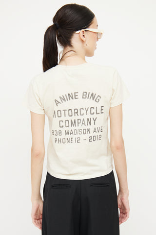Anine Bing Cream Motorcycle Company Graphic T-Shirt
