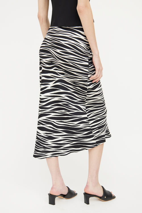 Anine Bing Black & White Printed Silk Skirt