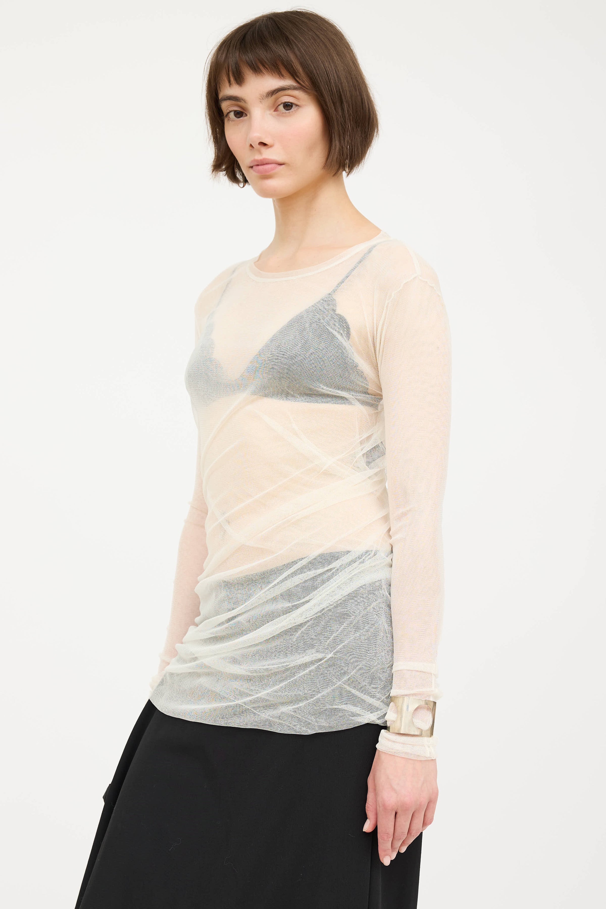 Ann Demeulemeester // Silk Mesh Longsleeve Top – VSP Consignment