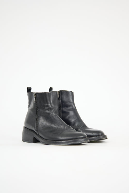 Ann Demeulemeester Leather Dual Zip Boot
