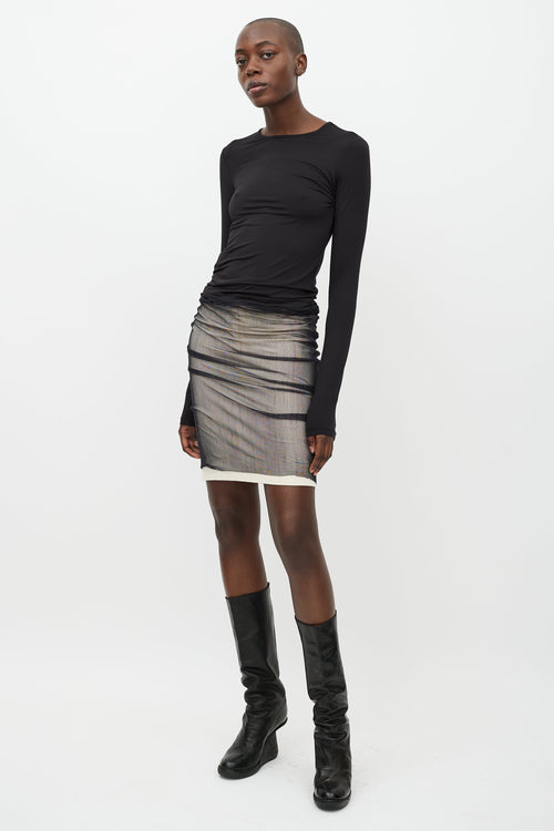 Ann Demeulemeester Beige & Black Layered Mesh Skirt