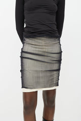 Ann Demeulemeester Beige & Black Layered Mesh Skirt