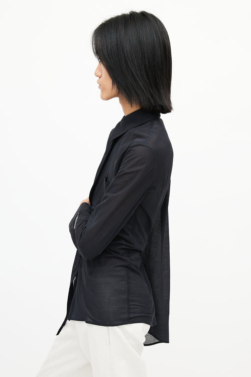 Ann Demeulemeester Black Asymmetrical Tie Shirt