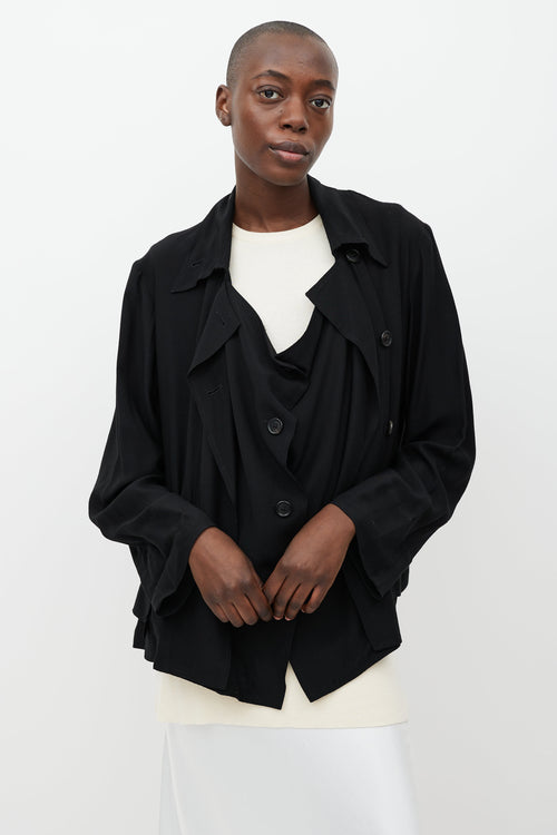 Ann Demeulemeester Black Double Breasted Belted Jacket
