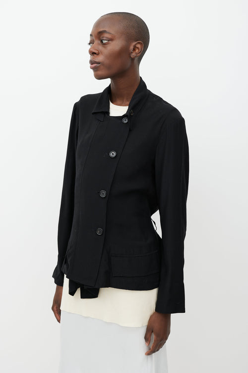 Ann Demeulemeester Black Double Breasted Belted Jacket
