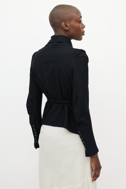 Ann Demeulemeester Black Wool Asymmetrical Buttoned Jacket