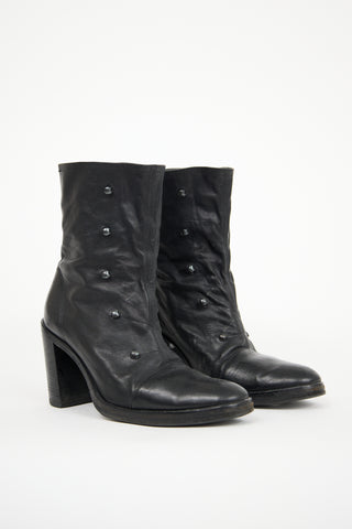 Ann Demeulemeester Black Leather Ankle Boot