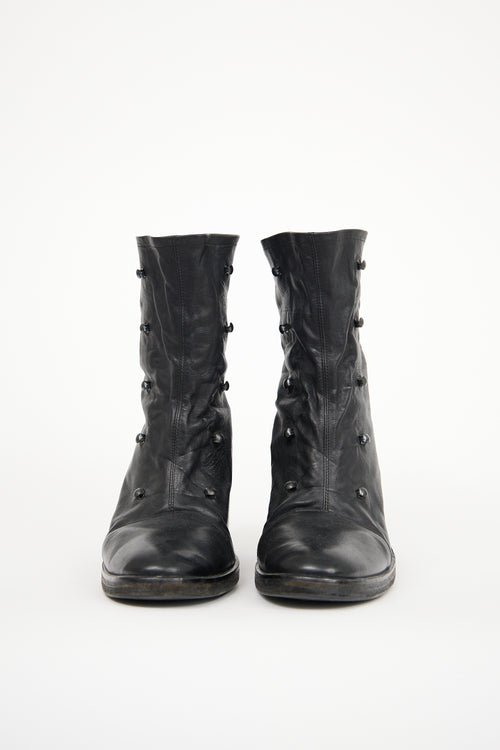 Ann Demeulemeester Black Leather Ankle Boot