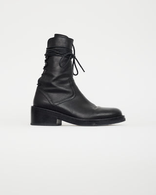 Ann Demeulemeester Black Leather Rear Lace Boot
