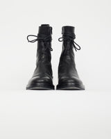 Ann Demeulemeester Black Leather Rear Lace Boot