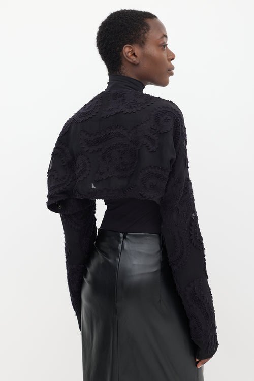 Ann Demeulemeester Black Sheer Paisley Bolero Scarf