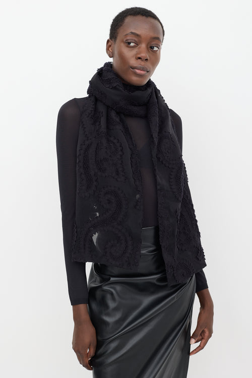 Ann Demeulemeester Black Sheer Paisley Bolero Scarf