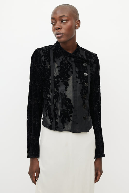 Ann Demeulemeester Black Mesh & Velvet Floral Jacket