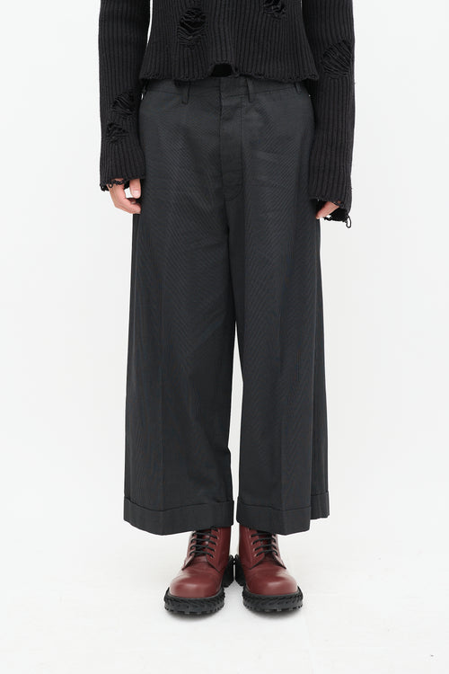 Ann Demeulemeester Black & White Pinstripe Wide Leg Trouser